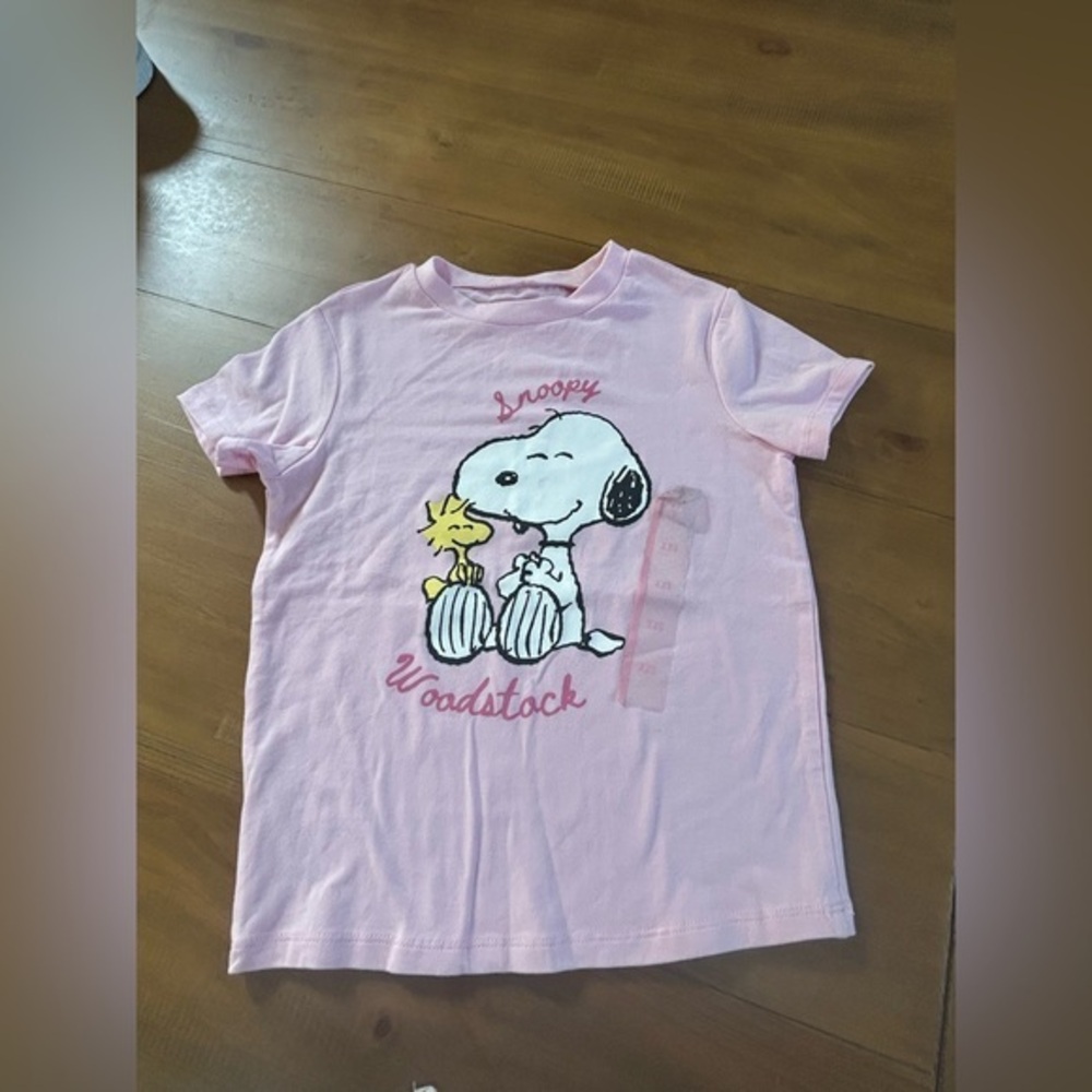NWT Pink Snoopy & Woodstock Graphic Womens Baby Tee